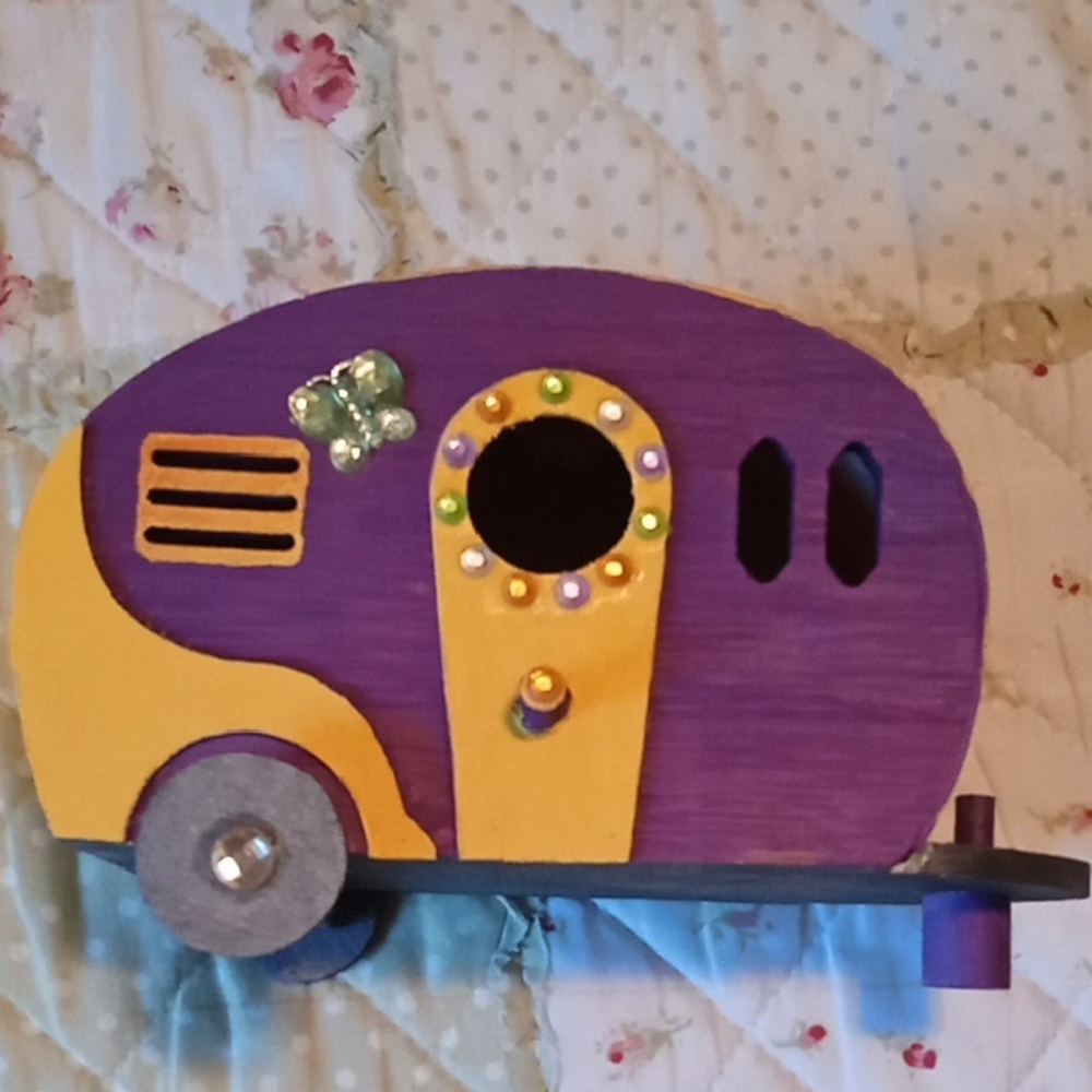 Handmade Wood Birdhouse Camper